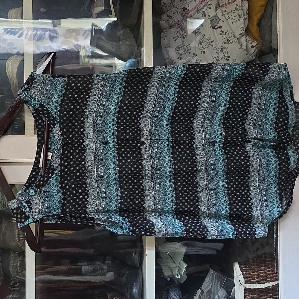 American Eagle Outfitters Black and Blue Tank Top